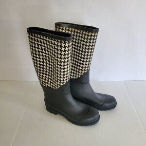 Women's 1.4.3 Girl Black Rain Boots with Cloth Upper - Size 6M